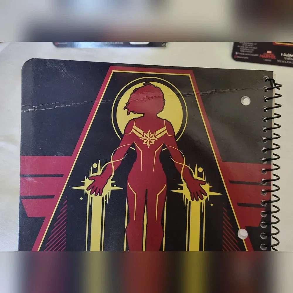 New 4‎ Piece Bundle Marvel Captain Marvel Spiral Notebooks and Poly Folder